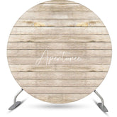 Aperturee - Artstic Plank Wooden Circle Backdrop For Birthday